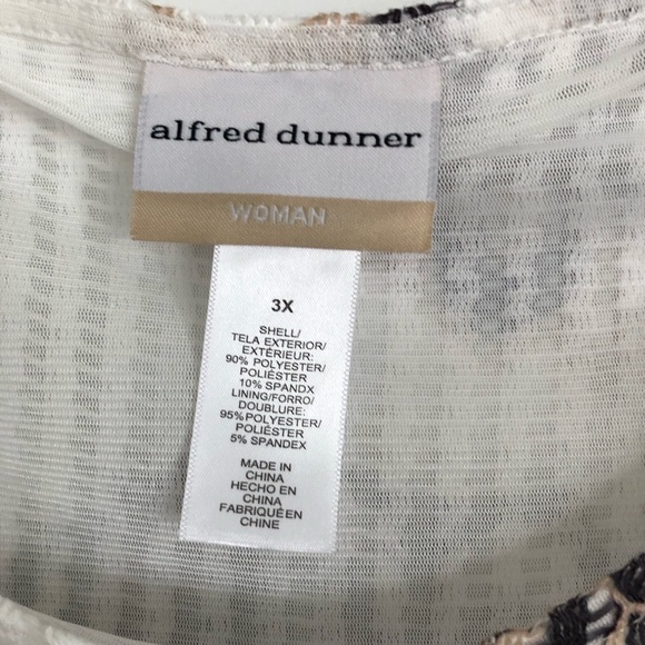 Alfred Dunner Women Blouse Top Women's Plus Size 3X Floral Beige Brown White ps2 - Picture 9 of 10